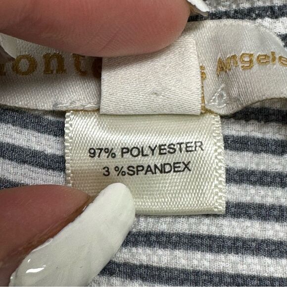 Monteau Peplum Striped Short Sleeve V-Neck Shirt Size Small - Picture 6 of 9